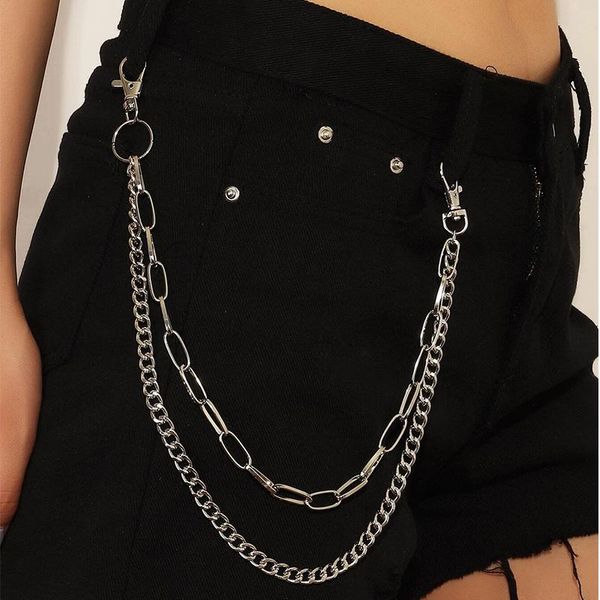 

waist chain for woman simplicity pants chains keychain dual purpose multilayer neutral cool jeans collocation jewelry gift belts, Black;brown