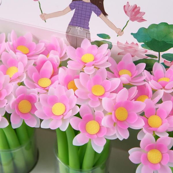 

gel pens 48 pcs/lot creative lotus pen cute 0.5 mm signature school office writing supplies promotional gift