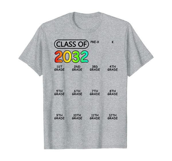 

class of 2032 graduate per-k 12th grade space for checkmarks t-shirt, White;black
