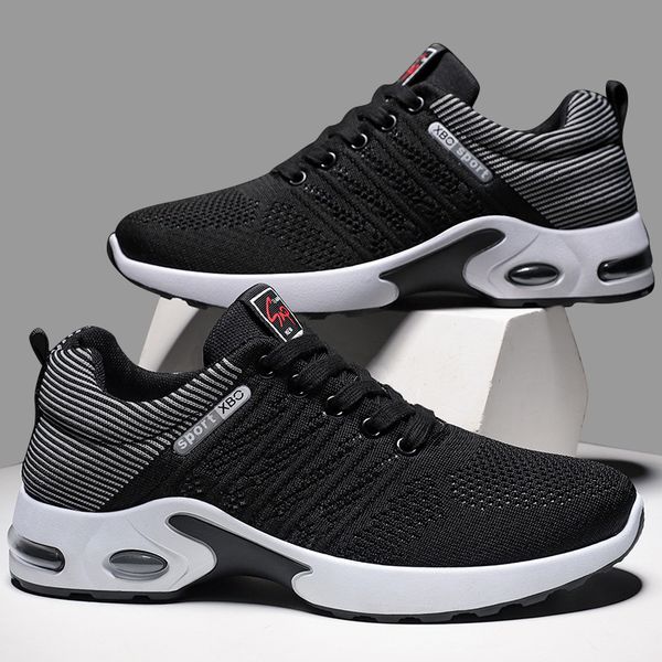 

men 2021 men's shoes breathable non-slip lace-up running korean lightweight black blue red casual sports shoe size 39-44