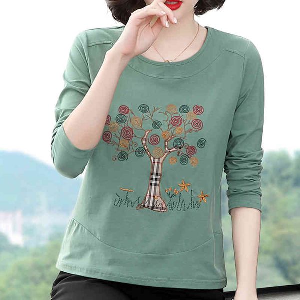 

women's sweaters shinmind long-sleeve shirt embroidered, cartoon t- for women big t- loose cotton women's t- kvg8, White;black