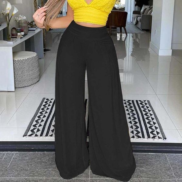 

women's pants & capris women high waist summer solid floral easy trousers long ladies boho beach pockets pantalones de mujer, Black;white