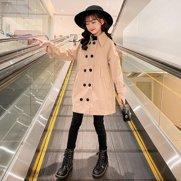 

coat girls long jacket solid color girl coats kids casual style childrens' spring autumn overcoat school sport cardigan, Blue;gray