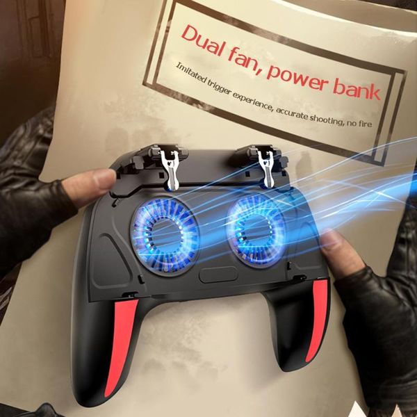 

game controllers & joysticks gamepad h10 phone holder with dual plug-in cooling fan controller joystick for 4.7-6.0 inch mobile