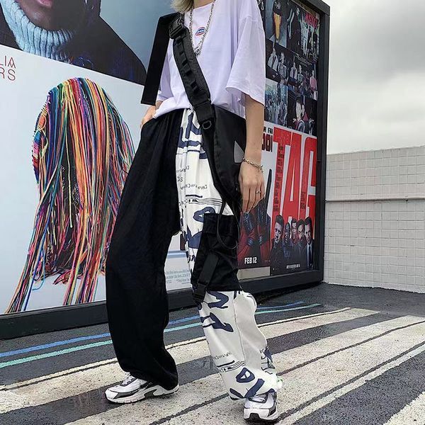 

women's jeans jogging pants, cool patchwork pants for hip hop, women's fashions, harajuku, casual, streetwear, japan, funny girl&#, Blue