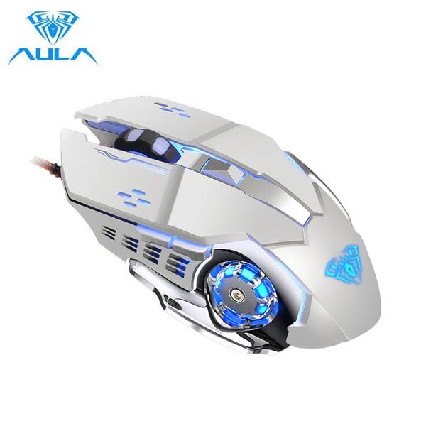 

mice aula s20 wired mouse programmable 2400dpi optical ergonomic gaming with 4-color breathing light for pc laptop