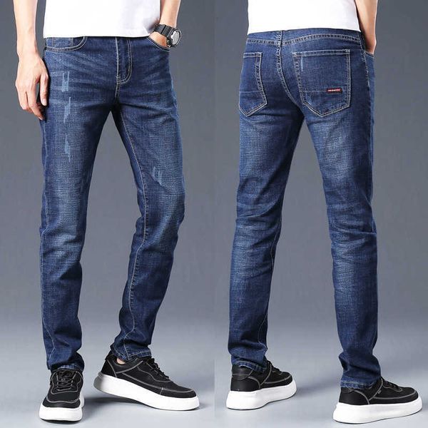 

jeans men's 2021 korean fashion slim leggings youth men's casual, Blue
