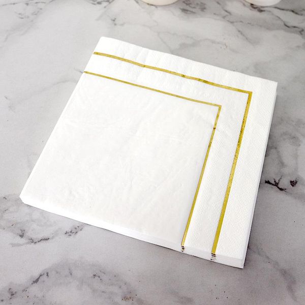 

disposable dinnerware table paper napkins elegant tissue vintage towel white foil gold birthday wedding party home beautiful decor