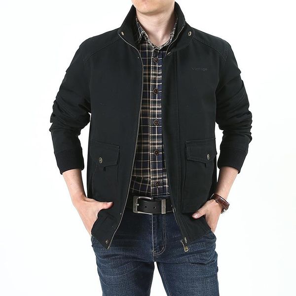 

men's jackets brand autumn jacket men windbreaker military turn-down collar veste homme solid leisure coat male outerwear size m-4xl, Black;brown