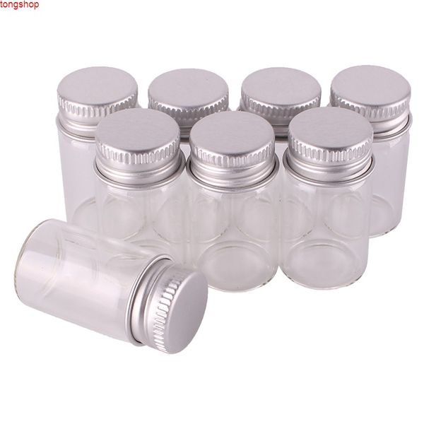 100 pcs tamanho 22 * ​​40mm 7ml transparente perfume de vidro frascos de especiarias minúsculas frascos frascos com tampa de parafuso de prata DIY Craftgoods