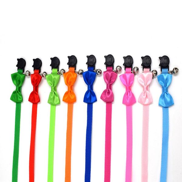 

1pc pet collar candy color adjustable bow tie bell bowknot bells necktie puppy kitten dog cat choker collars & leashes