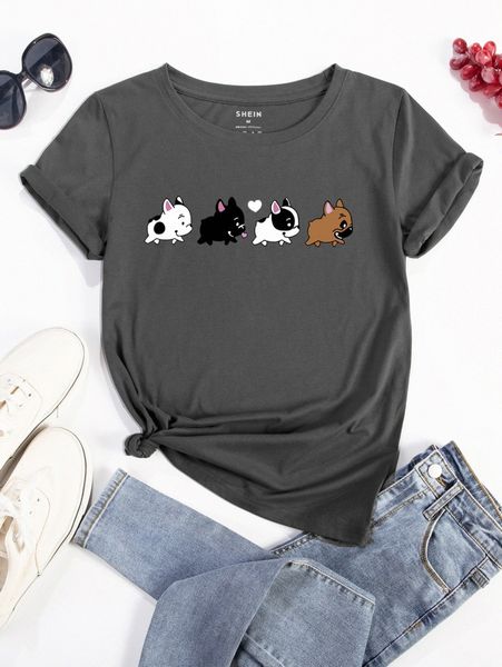 

dog and heart print tee r9zc#, White