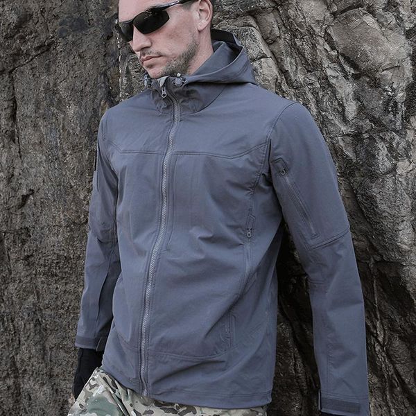 

men's jackets waterproof sunscreen fashion outerwear windbreaker jacket hooded casual sport coat military clothing, Black;brown