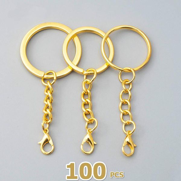 

bag parts & accessories bulk wholesale 100pcs/lot 25 30mm polished keyring keychain short chain key rings women men diy chains jewelry, Black