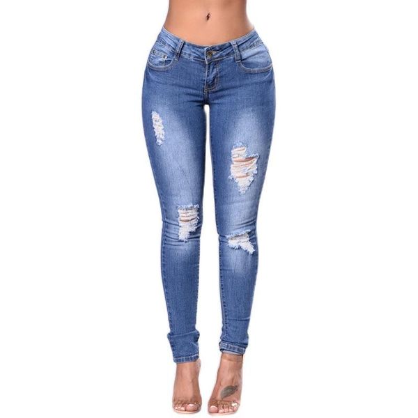 

women's jeans women clothing denim pencil pants/small feet pants wax fashion cotton distressed skinny female, Blue
