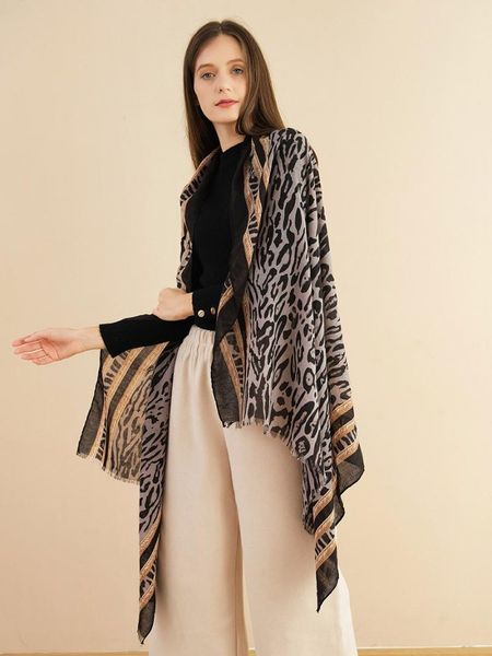 

hats, scarves & gloves sets the 2021 ladies scarf light leopard print stripe pattern gauze fashion joker color is prevented bask in a long s, Blue;gray