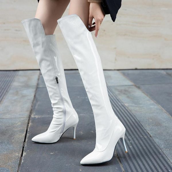 

boots women over the knee pointed toe female booties thin heels 2021 fashion thigh high women's shoes for woman1, Black