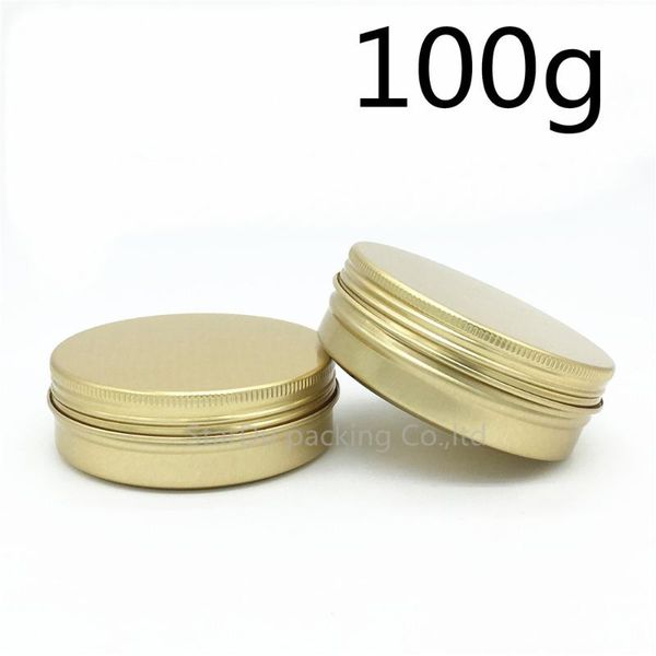 

5pcs 100g gold aluminum jar with lid cosmetic jars empty containers, 100ml containers cream storage bottles &