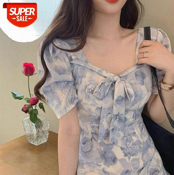 

retro oil painting dress women summer french crowded waist is thin and temperament lightly cooked floral skirt #sg0i, Black;gray