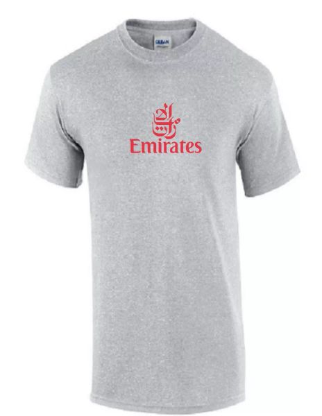 

emirates red vintage logo shirt emirati airline aviation sport gray t-shirt, White;black