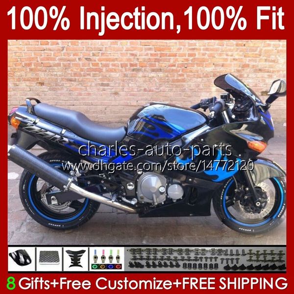 Einspritzkörper für KAWASAKI NINJA ZZR400 ZZR-400 neue ZZR-600 00 01 02 03 04 05 06 07 84HC.37 ZZR 600 400 ZZR600 1993 1994 1995 1996 1997 1998 1999 OEM-Verkleidungsset mit blauen Flammen