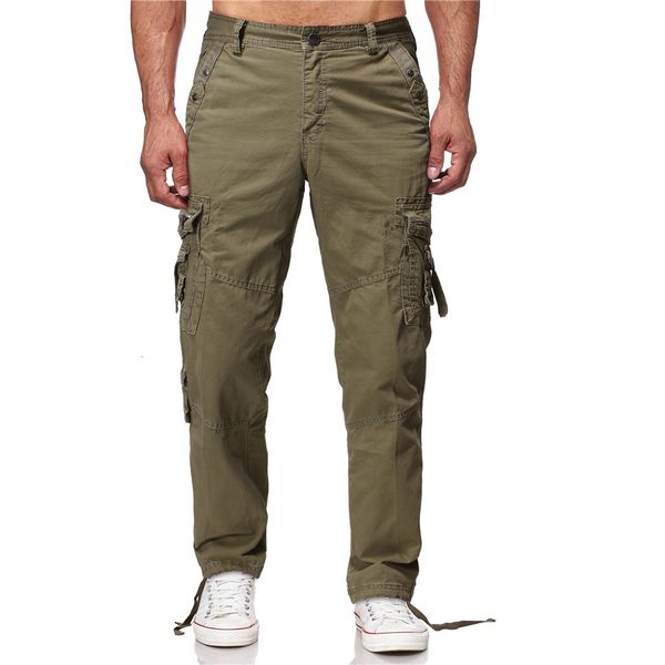 

men's pants european and american plus size loose casual pants, multi-pocket washed straight-leg overalls f380 qdsd, Black