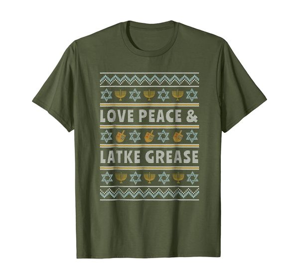 

love peace latke grease funny jewish quote shirt, White;black