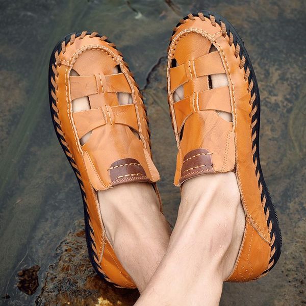 

sandals homme playa sandel sandalle sandalet sandalia beach verano deportivas roman cuero shoes ete sandles safety 2021 fashion, Black