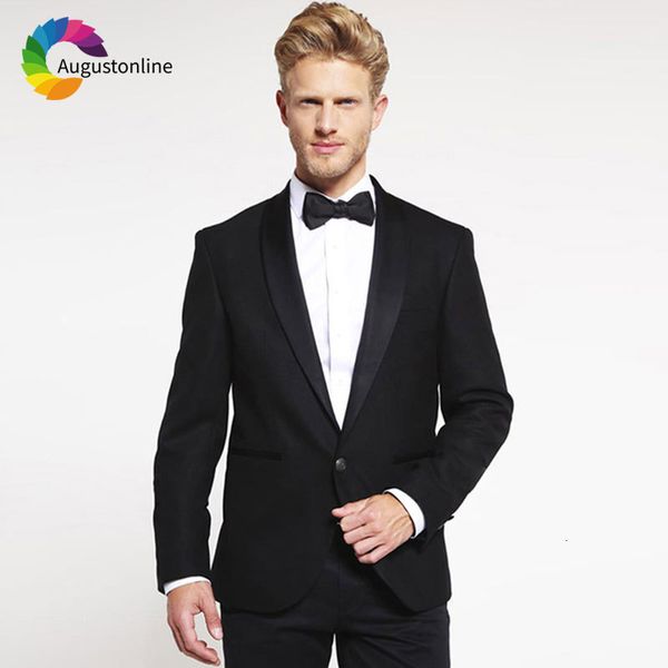

men's suits & blazers custom made black groom tuxedo men pants shawl lapel wedding slim fit costume homme man blazer jacket 2, White;black