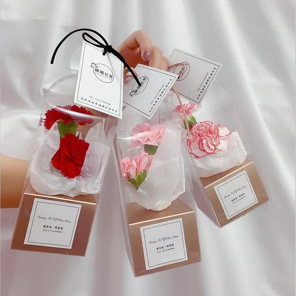 

1pc portable transparent flowers packaging box birthday gift diy wedding valentine christmas boxes cake wrap