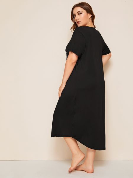 

sweet new medium length fresh and printed dress home clothes, White;black