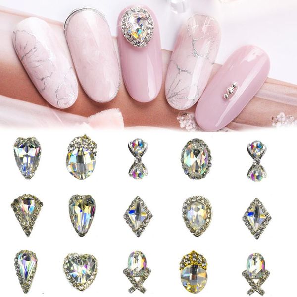 

nail art decorations 12 grid /box ab crystal alloy rhinestone flat back nails stone gems glass 3d diy design jewelry, Silver;gold