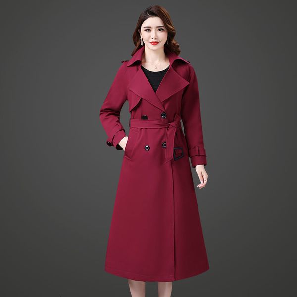 

women's trench coats 2021 women collection fashion loose professional windbreaker belted temperament outdoor long, Tan;black