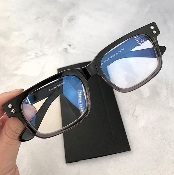 

hand made crosin silver leg, square large frame, versatile short-sighted spectacle frame, White;black