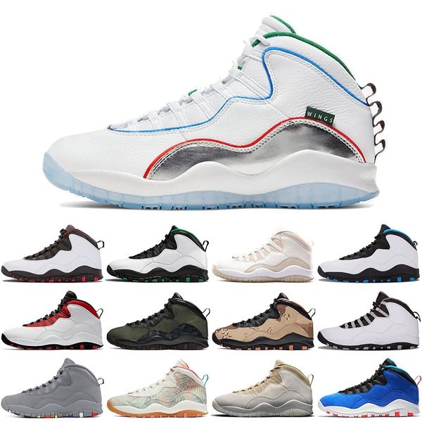 

jumpman 10 10s mens basketball shoes wings steel grey tikner smoke sport chicago trainers sneakers 7-13