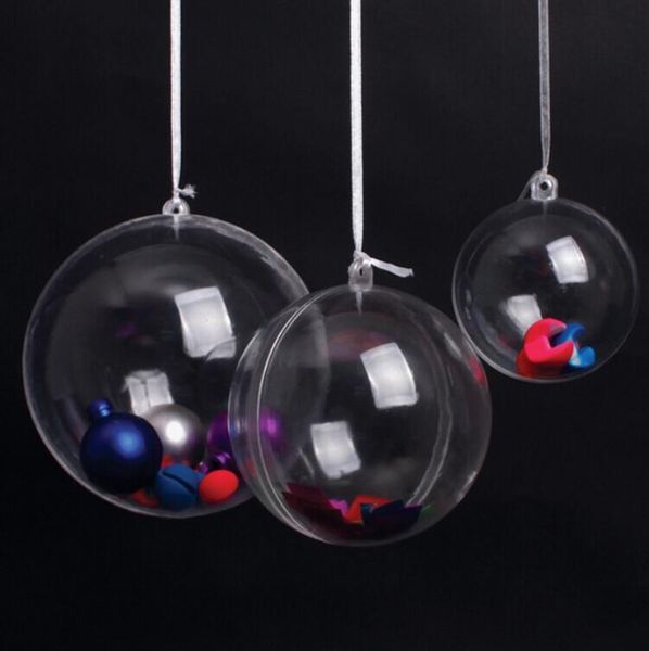 

factory outlet christmas decoration 50mm transparent clear plastic opening gift candy box fillable ball baubles decor we
