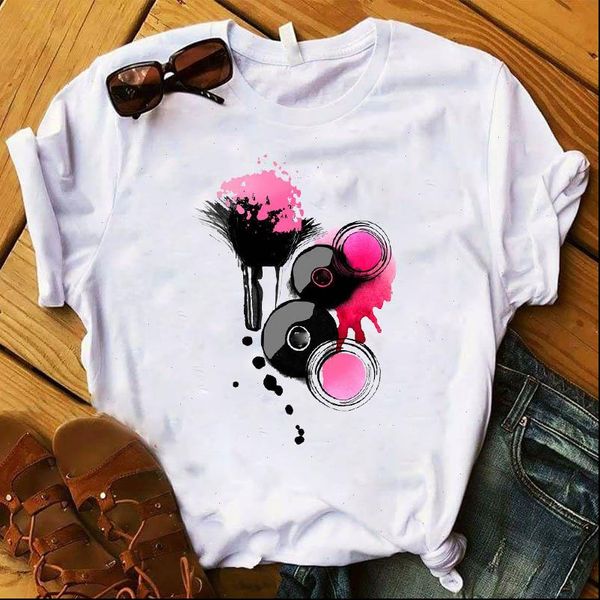 

3d finger nail paint color women printed fashion tee clothes, White
