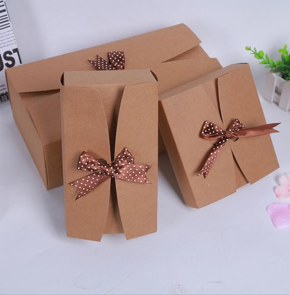 

gift wrap 10pcs large kraft paper box with ribbon scarf packaging 3 sizes craft cardboard wedding party favor supplies
