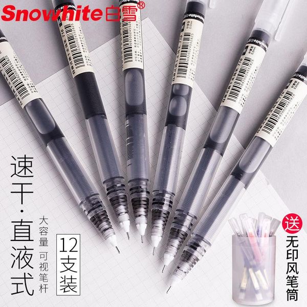 

gel pens snowhite roller pen straight liquid 0.5mm quick-drying 6/12pcs