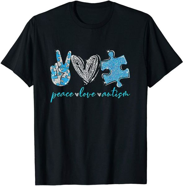 

peace - love - autism shirt autism awareness gift t-shirt boys mens t-shirt, White;black