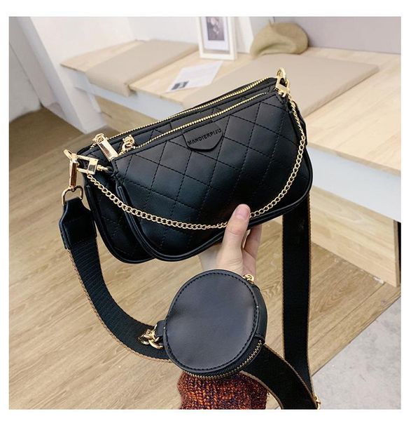 

evening bags wild messenger shoulder female fashion letter flap plaid chains zipper women's handbags casual crossbody ladies totes