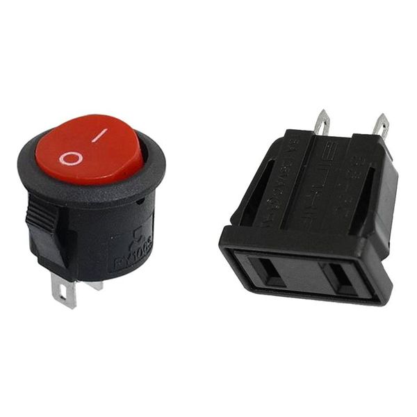 

smart home control 10 pcs spdt black red button on/on round rocker switch ac 6a/125v 3a/250v & x us type panel mounting power socket