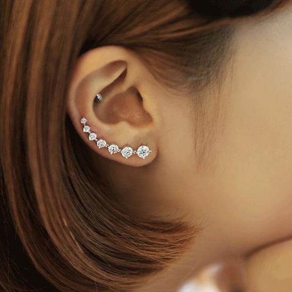 

stud 7 shining stars rhinestone earrings temperament female fashion jewelry, Golden;silver