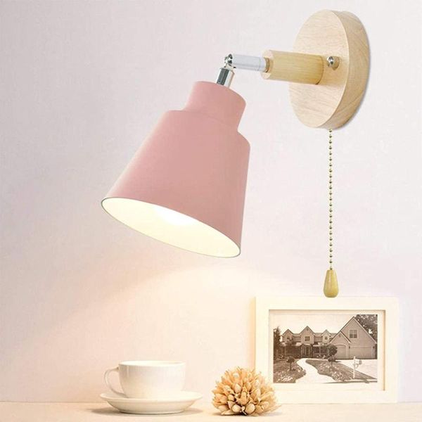 

wall lamps lamp wooden sconce lighting fixture aluminum shade contemporary modern wood e27 base rotatable light with plug