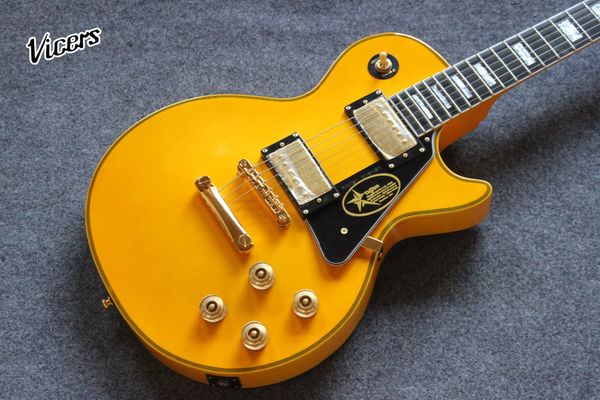 

yellow electric guitar 6 string electric guitar rose wood fingerboard support custom