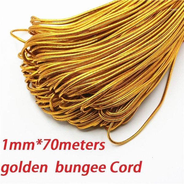 

yarn 1mm golden elastic bungee string cord round twisted rope 70 meters/roll diy cords for jewelery finding garment hang tag1, Black;white