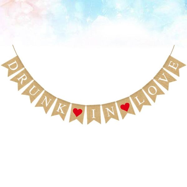 

party decoration wedding burlap banner drunk in printing bunting linen flag layout love heart decorative props swallowtail garl