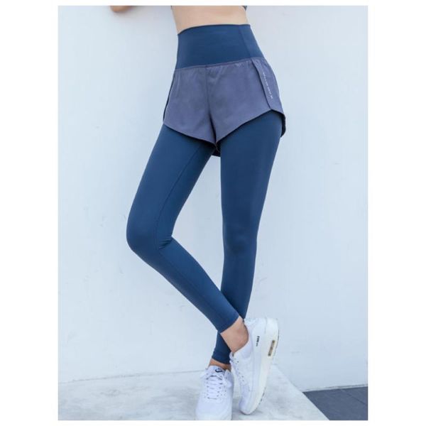 

style fake two pieces seamless leggings high waiste gym fitness running exercise women elastic breathable yoga pants outfit