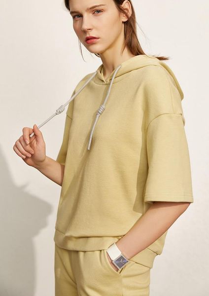 

women's two piece pants summer hoodies for women sport causal 100%cotton hooded elastic waist, White