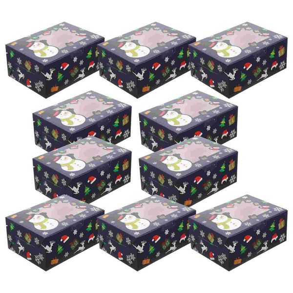 

gift wrap 10pcs christmas cake packing boxes decorative biscuit candy cases (blue)